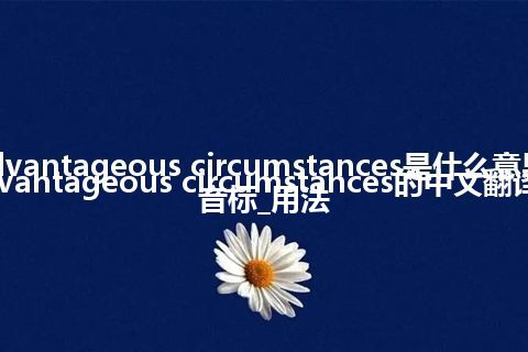 advantageous circumstances是什么意思_advantageous circumstances的中文翻译及音标_用法