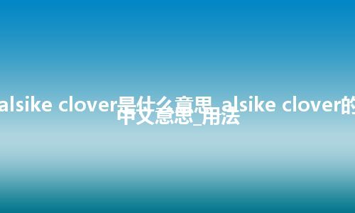 alsike clover是什么意思_alsike clover的中文意思_用法