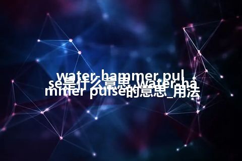 water-hammer pulse是什么意思_water-hammer pulse的意思_用法