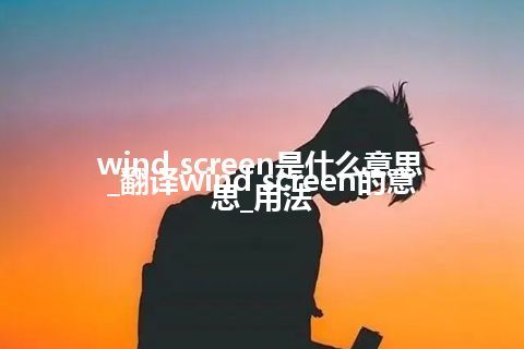 wind screen是什么意思_翻译wind screen的意思_用法