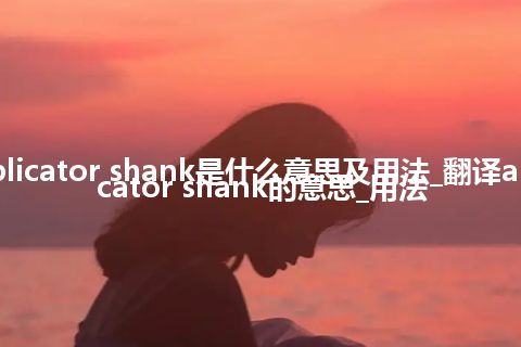 applicator shank是什么意思及用法_翻译applicator shank的意思_用法