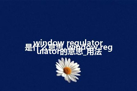 window regulator是什么意思_window regulator的意思_用法