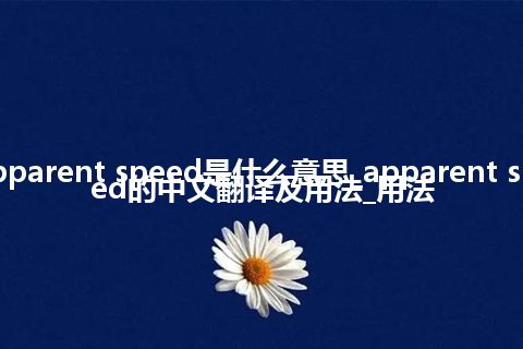 apparent speed是什么意思_apparent speed的中文翻译及用法_用法