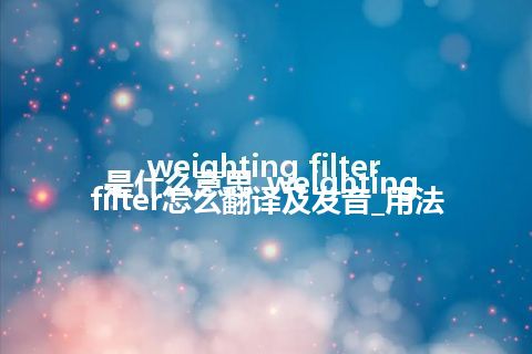 weighting filter是什么意思_weighting filter怎么翻译及发音_用法