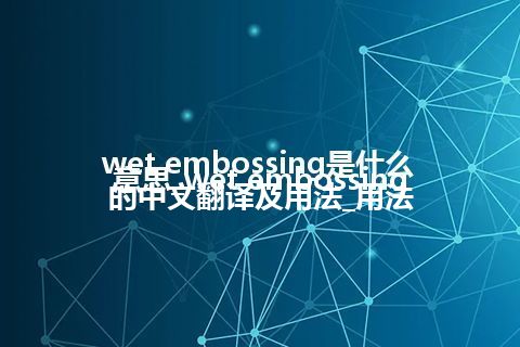 wet embossing是什么意思_wet embossing的中文翻译及用法_用法