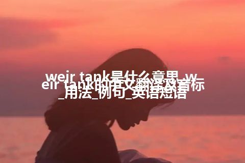 weir tank是什么意思_weir tank的中文翻译及音标_用法_例句_英语短语