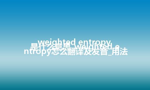 weighted entropy是什么意思_weighted entropy怎么翻译及发音_用法