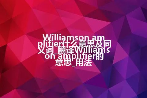 Williamson amplifier什么意思及同义词_翻译Williamson amplifier的意思_用法