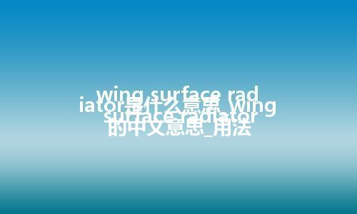 wing surface radiator是什么意思_wing surface radiator的中文意思_用法