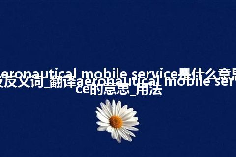 aeronautical mobile service是什么意思及反义词_翻译aeronautical mobile service的意思_用法