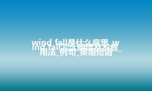 wind fall是什么意思_wind fall怎么翻译及发音_用法_例句_英语短语