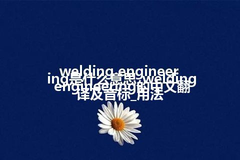 welding engineering是什么意思_welding engineering的中文翻译及音标_用法