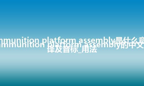ammunition platform assembly是什么意思_ammunition platform assembly的中文翻译及音标_用法