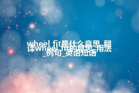 wheel fit是什么意思_翻译wheel fit的意思_用法_例句_英语短语