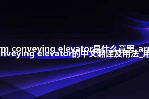 arm conveying elevator是什么意思_arm conveying elevator的中文翻译及用法_用法
