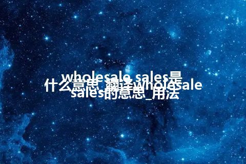 wholesale sales是什么意思_翻译wholesale sales的意思_用法