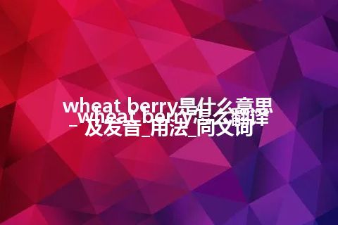 wheat berry是什么意思_wheat berry怎么翻译及发音_用法_同义词