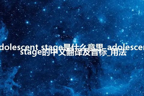 adolescent stage是什么意思_adolescent stage的中文翻译及音标_用法