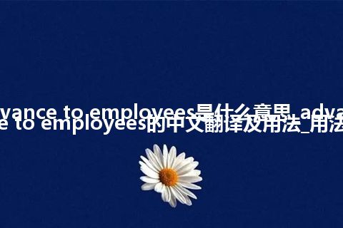 advance to employees是什么意思_advance to employees的中文翻译及用法_用法