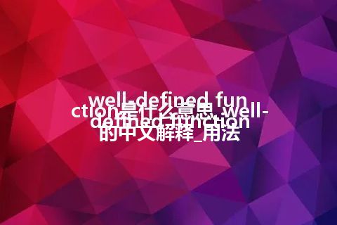well-defined function是什么意思_well-defined function的中文解释_用法