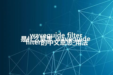 waveguide filter是什么意思_waveguide filter的中文意思_用法