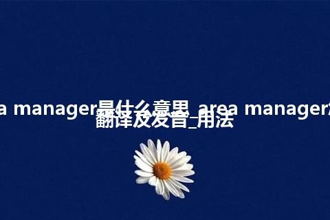 area manager是什么意思_area manager怎么翻译及发音_用法