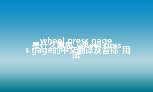wheel press gage是什么意思_wheel press gage的中文翻译及音标_用法