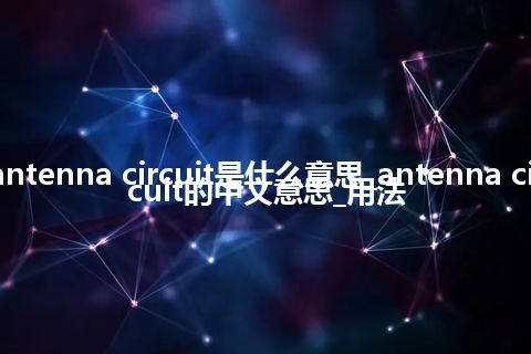 antenna circuit是什么意思_antenna circuit的中文意思_用法