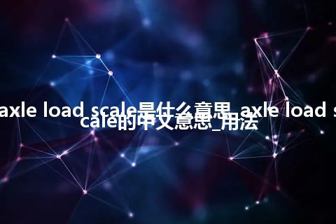 axle load scale是什么意思_axle load scale的中文意思_用法