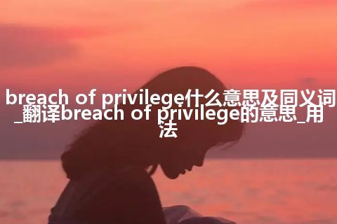 breach of privilege什么意思及同义词_翻译breach of privilege的意思_用法