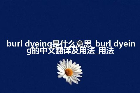 burl dyeing是什么意思_burl dyeing的中文翻译及用法_用法