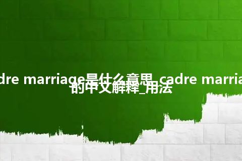 cadre marriage是什么意思_cadre marriage的中文解释_用法