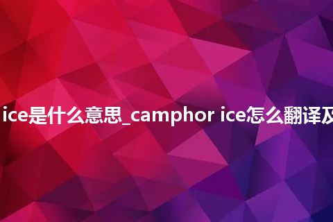 camphor ice是什么意思_camphor ice怎么翻译及发音_用法