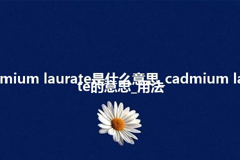 cadmium laurate是什么意思_cadmium laurate的意思_用法