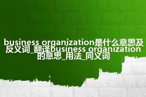 business organization是什么意思及反义词_翻译business organization的意思_用法_同义词