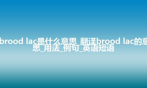 brood lac是什么意思_翻译brood lac的意思_用法_例句_英语短语