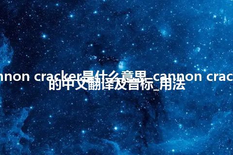 cannon cracker是什么意思_cannon cracker的中文翻译及音标_用法