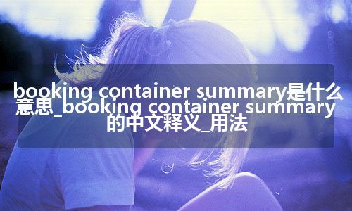 booking container summary是什么意思_booking container summary的中文释义_用法