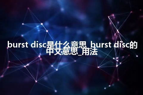 burst disc是什么意思_burst disc的中文意思_用法