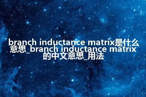 branch inductance matrix是什么意思_branch inductance matrix的中文意思_用法