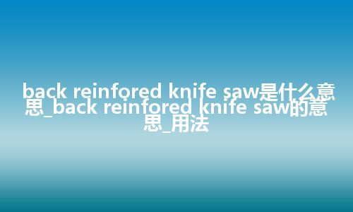 back reinfored knife saw是什么意思_back reinfored knife saw的意思_用法