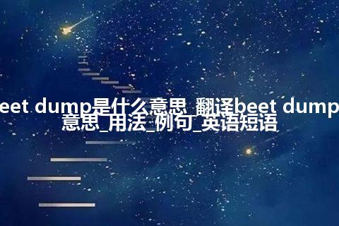 beet dump是什么意思_翻译beet dump的意思_用法_例句_英语短语