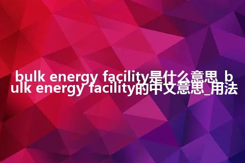 bulk energy facility是什么意思_bulk energy facility的中文意思_用法