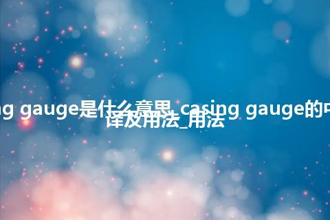 casing gauge是什么意思_casing gauge的中文翻译及用法_用法