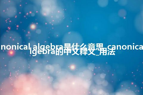canonical algebra是什么意思_canonical algebra的中文释义_用法