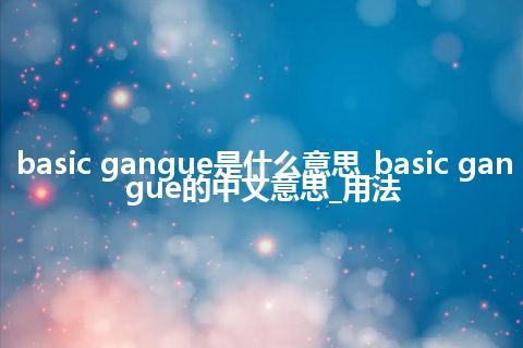 basic gangue是什么意思_basic gangue的中文意思_用法