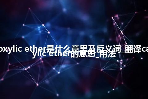carboxylic ether是什么意思及反义词_翻译carboxylic ether的意思_用法
