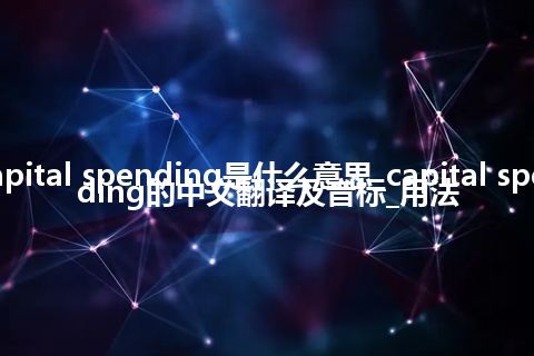 capital spending是什么意思_capital spending的中文翻译及音标_用法