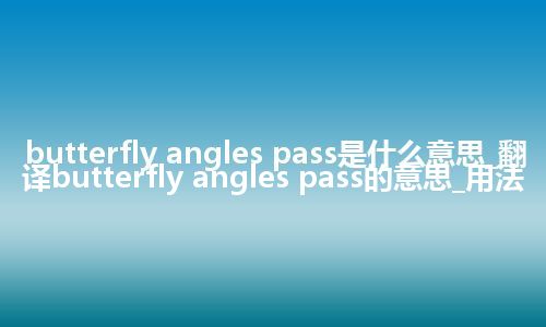 butterfly angles pass是什么意思_翻译butterfly angles pass的意思_用法