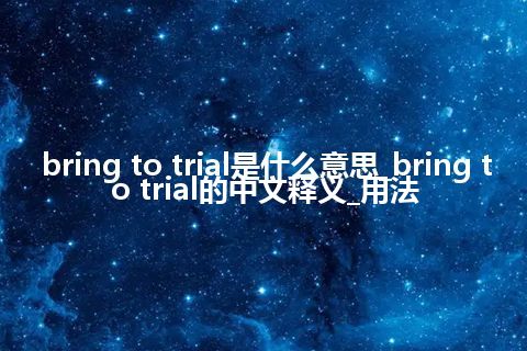 bring to trial是什么意思_bring to trial的中文释义_用法